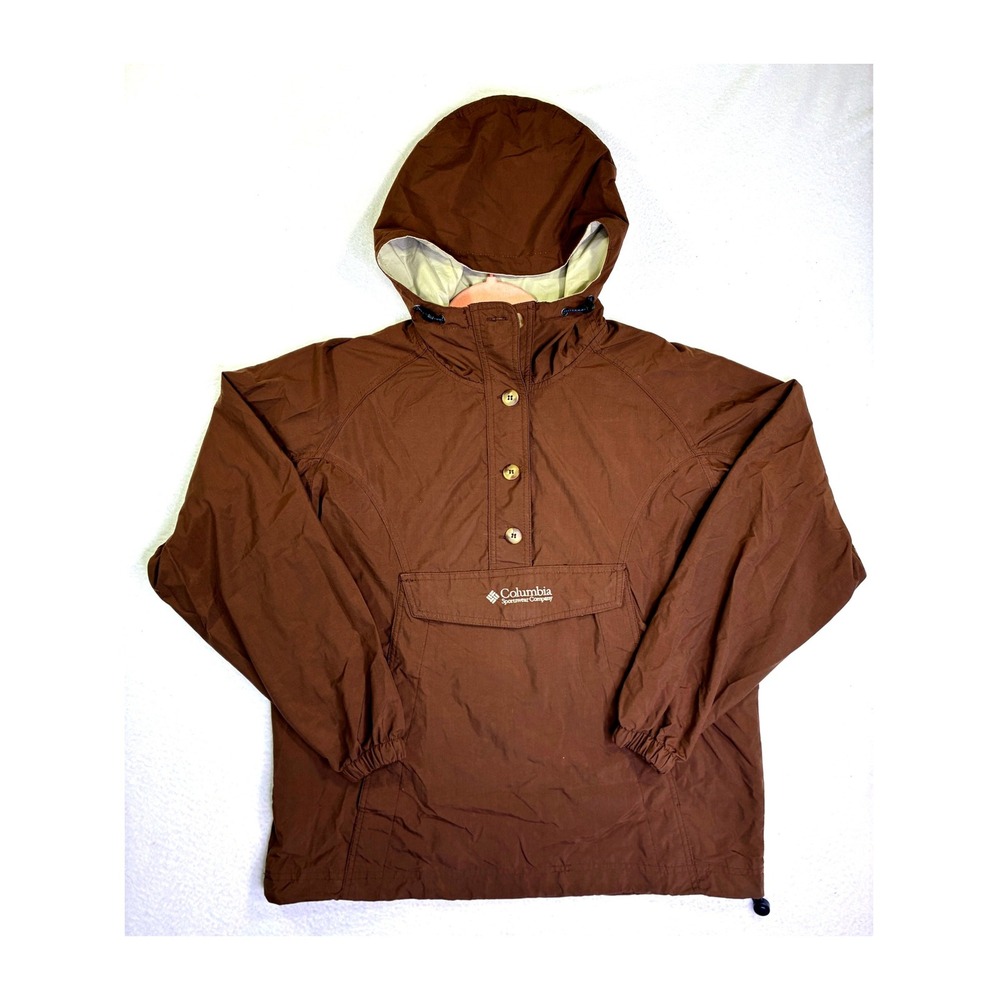 Columbia Sportswear Womens Brown Anorak Hooded Pullover Jacket Size M Vintage